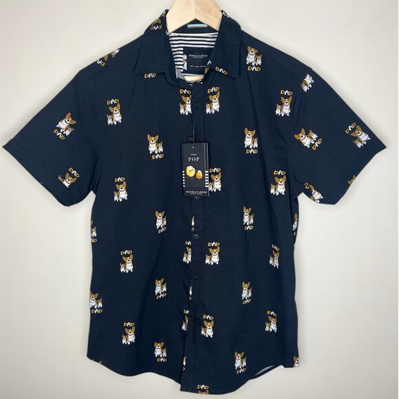 Denim & Flower Ricky Singh Button Up Shirt Small Mens Corgi Dad Dogs Preppy New - Picture 1 of 8